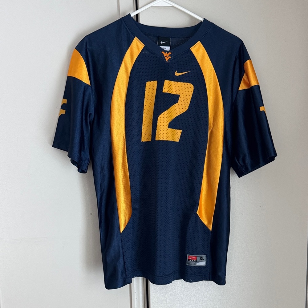 Nike 12 West Virginia Mountaineers NCAA Screen Football Jersey Youth XL